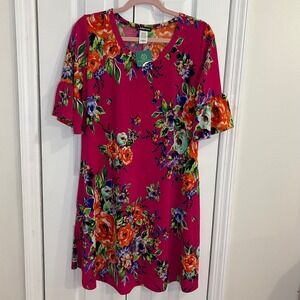 NWT Heimish USA‎ Floral Print Dress Ruffle Sleeve V Neck Summer Casual Size M